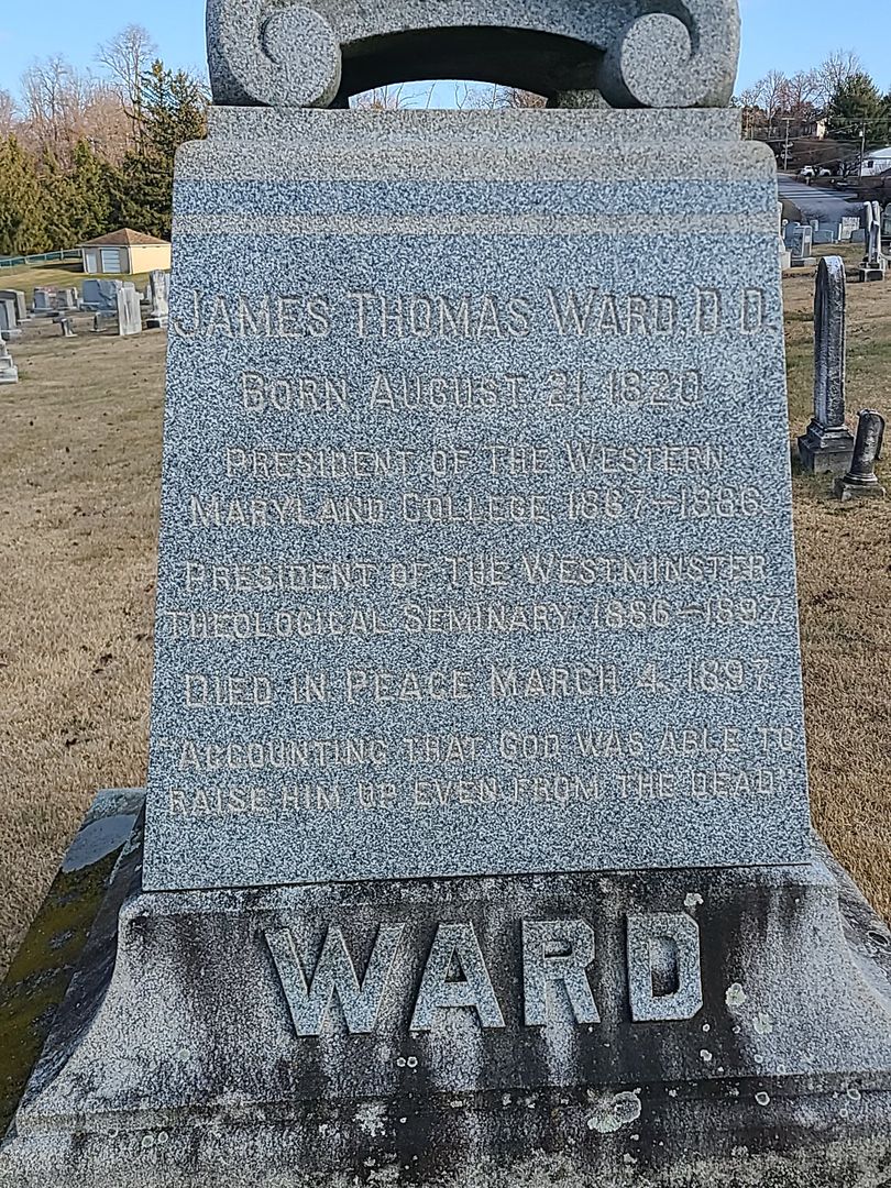 James Thomas Ward D. D. (1820 - 1897) / Westminster Cemetery